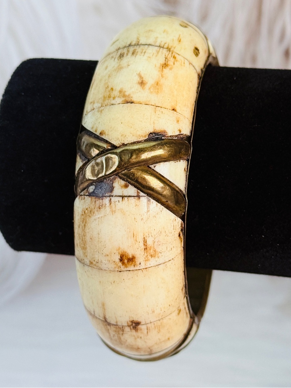 Vintage Melted Brass bohemian chic weighted Bangle Bracelet